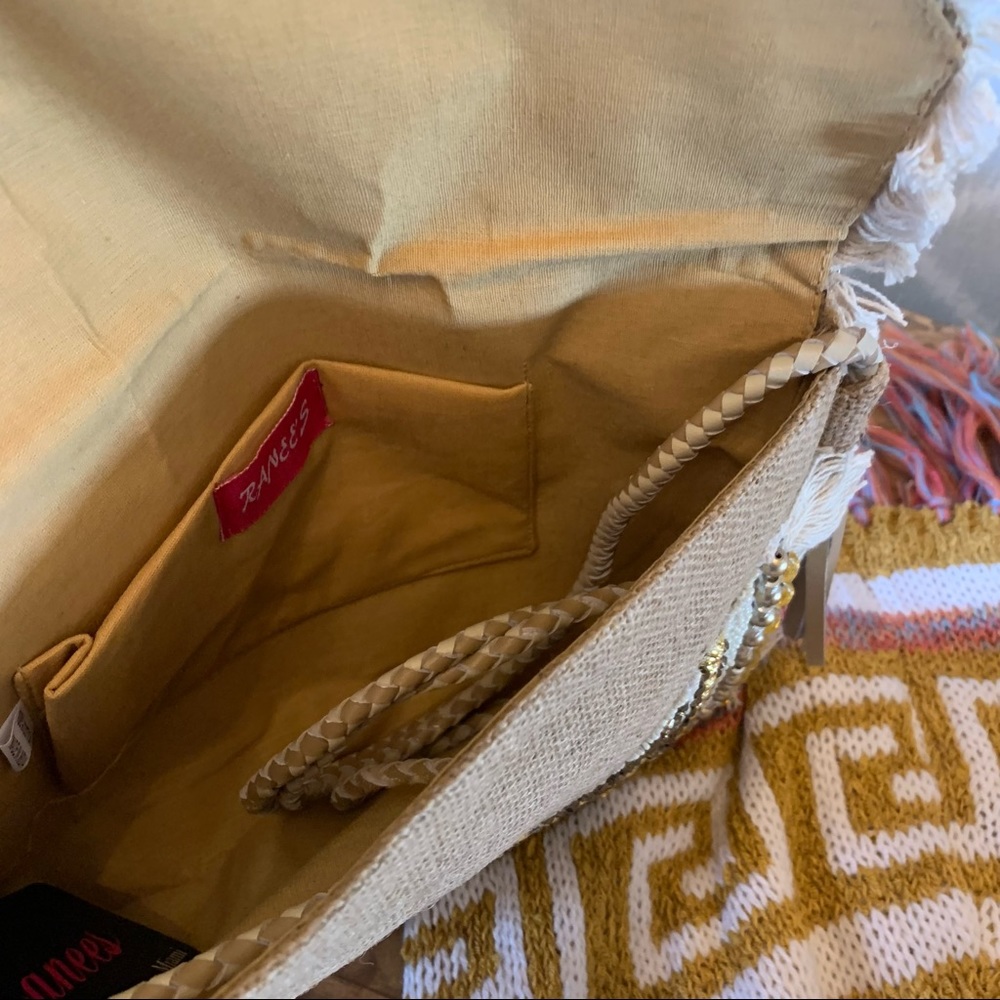 New Women's Natural Leela Clutch Ratan Cross-Body Purse - Picture 5 of 8